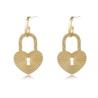 Stainless Steel Drop Earring 304 Stainless Steel Lock Vacuum Plating for woman Sold By Pair