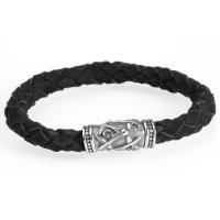Titanium Steel Bracelet, with PU Leather Cord, different designs for choice & for man, black, Length:Approx 7.6 Inch, Sold By PC
