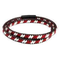 PU Leather Bracelet with Titanium Steel Cross Vacuum Plating dyed & for man Length Approx 8.26 Inch Sold By PC