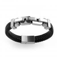PU Leather Bracelet with Titanium Steel plated dyed & for man Sold By PC