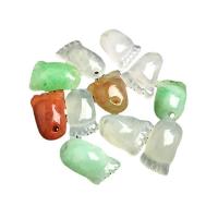Jade birmania colgante, Tallado, enviado al azar & mixto, Color aleatorio, 13-10*10-8*4.5-3mm, Vendido por UD