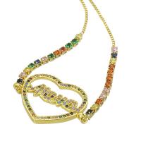 Cubic Zirconia Micro Pave Brass Bracelet, Heart, Adjustable & micro pave cubic zirconia & for woman & hollow, multi-colored, 26x19x2mm, Length:Approx 10 Inch, Sold By PC