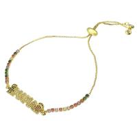 Cubic Zirconia Micro Pave Brass Bracelet, Adjustable & micro pave cubic zirconia & for woman, multi-colored, 34.50x7.50x3mm, Length:Approx 10 Inch, Sold By PC