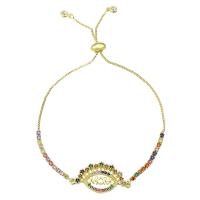 Cubic Zirconia Micro Pave Brass Bracelet Adjustable & micro pave cubic zirconia & for woman & hollow multi-colored Length Approx 10 Inch Sold By PC