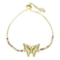 Cubic Zirconia Micro Pave Brass Bracelet, Butterfly, Adjustable & micro pave cubic zirconia & for woman & hollow, multi-colored, 21x18x2mm, Length:Approx 10 Inch, Sold By PC