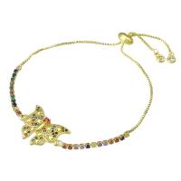 Cubic Zirconia Micro Pave Brass Bracelet, Butterfly, Adjustable & micro pave cubic zirconia & for woman, multi-colored, 23x17x4mm, Length:Approx 10 Inch, Sold By PC