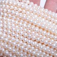 Runde ferskvandskulturperle Beads, Ferskvandsperle, du kan DIY, hvid, 5-6mm, Solgt Per Ca. 14.57 inch Strand