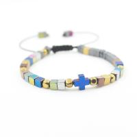 Hématite bracelet, Placage de couleur AB, antifatigue & pour femme, couleurs mélangées, Longueur:Environ 21 cm, Vendu par PC