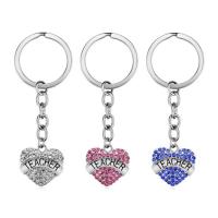 Stainless Steel Key Clasp, 304 Stainless Steel, plated, with rhinestone, more colors for choice, 23x80mm, Sold By PC