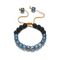 Bracelets de cristal, avec cordon de polyester & lave volcanique, pour femme, plus de couleurs à choisir, 50mm, Longueur:Environ 21 cm, Vendu par PC