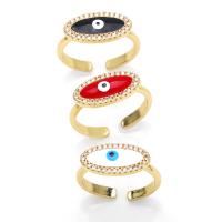 Cubic Zirconia Micro Pave Brass Ring, Adjustable & micro pave cubic zirconia & for woman & enamel, more colors for choice, 8mm, Sold By PC