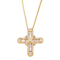Cubic Zircon Micro Pave Brass Necklace, brass lobster clasp, micro pave cubic zirconia & for woman, more colors for choice, 39x27mm, Length:48 cm, Sold By PC