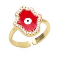 Cubic Zirconia Micro Pave Brass Ring plated Adjustable & micro pave cubic zirconia & for woman & enamel 15mm Sold By PC