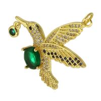 Cubic Zirconia Micro Pave 925 Sterling Silver Pendant, Brass, Bird, gold color plated, fashion jewelry & DIY & micro pave cubic zirconia, multi-colored, 30x24x5mm, Hole:Approx 3mm, 10PCs/Lot, Sold By Lot
