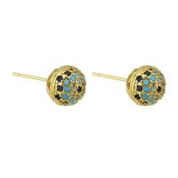 Cubic Zirconia Micro Pave Brass Earring gold color plated fashion jewelry & micro pave cubic zirconia & for woman multi-colored Sold By Lot