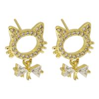 Cubic Zirconia Micro Pave Brass Earring gold color plated fashion jewelry & micro pave cubic zirconia & for woman golden 15mm Sold By Lot