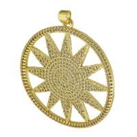 Cubic Zirconia Micro Pave Brass Pendant, Round, gold color plated, fashion jewelry & DIY & micro pave cubic zirconia, golden, 40x433x3mm, Hole:Approx 3.5mm, 5PCs/Lot, Sold By Lot