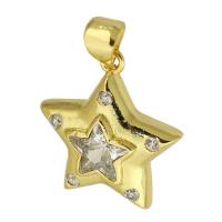 Cubic Zirconia Micro Pave 925 Sterling Silver Pendant, Brass, Star, gold color plated, fashion jewelry & DIY & micro pave cubic zirconia, golden, 17x19x4mm, Hole:Approx 4mm, 10PCs/Lot, Sold By Lot
