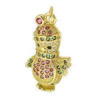 Cubic Zirconia Micro Pave 925 Sterling Silver Pendant, Brass, Snowman, gold color plated, fashion jewelry & DIY & micro pave cubic zirconia, multi-colored, 25x28x2mm, Hole:Approx 3mm, 10PCs/Lot, Sold By Lot