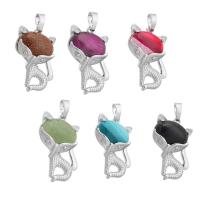 Gemstone Pendants Jewelry Brass with Gemstone Fox silver color plated fashion jewelry & DIY Approx 5mm Sold By PC