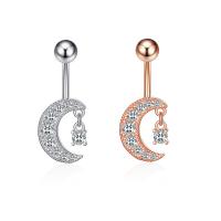 Stainless Steel Belly Ring 304 Stainless Steel with Cubic Zirconia & Brass Moon Galvanic plating for woman & faceted 50-80mm Sold By PC