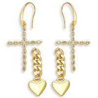 Brass Drop Earring gold color plated & micro pave cubic zirconia & for woman gold nickel lead & cadmium free  Sold By Pair