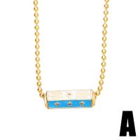 Cubic Zircon Micro Pave Brass Necklace, gold color plated, micro pave cubic zirconia & for woman & enamel, more colors for choice, nickel, lead & cadmium free, 10x22mm, Length:16.9 Inch, Sold By PC