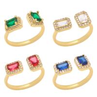 Cubic Zirconia Micro Pave Brass Ring Square gold color plated micro pave cubic zirconia & for woman nickel lead & cadmium free 9mm Sold By PC