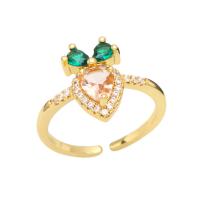 Cubic Zirconia Micro Pave Brass Ring gold color plated & micro pave cubic zirconia & for woman mixed colors nickel lead & cadmium free 15mm Sold By PC