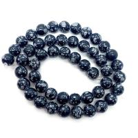 Natural Snowflake Obsidian Beads, Round, DIY & different size for choice, black, Sold Per Approx 14.96 Inch Strand