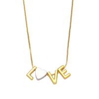 Brass Necklace, Alphabet Letter, plated, different styles for choice & for woman, golden, nickel, lead & cadmium free, 9x22mm, Length:16.9 Inch, Sold By PC