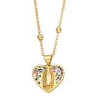 Cubic Zircon Micro Pave Brass Necklace with 1.97 extender chain Virgin Mary gold color plated micro pave cubic zirconia & for woman nickel lead & cadmium free Length 16.9 Inch Sold By PC