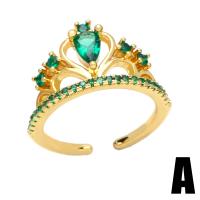Kubisk Circonia Micro bane messing Ring, guldfarve belagt, forskellige stilarter for valg & Micro Pave cubic zirconia & for kvinde, grøn, nikkel, bly & cadmium fri, 12mm, Solgt af PC
