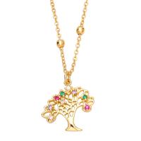 Cubic Zircon Micro Pave Brass Necklace with 1.97 extender chain gold color plated & micro pave cubic zirconia & for woman mixed colors nickel lead & cadmium free Length 16.9 Inch Sold By PC