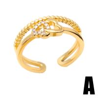 Cubic Zirconia Micro Pave Brass Ring gold color plated & micro pave cubic zirconia & for woman golden nickel lead & cadmium free 8mm Sold By PC