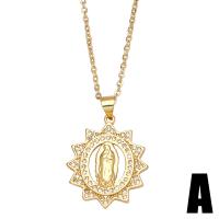 Cubic Zircon Micro Pave Brass Necklace with 1.97 extender chain Virgin Mary gold color plated & micro pave cubic zirconia nickel lead & cadmium free Length 16.9 Inch Sold By PC