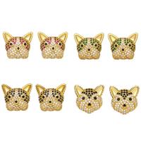Brass Stud Earring, Dog, gold color plated, different styles for choice & micro pave cubic zirconia & for woman, more colors for choice, nickel, lead & cadmium free, 16x14mm, Sold By Pair