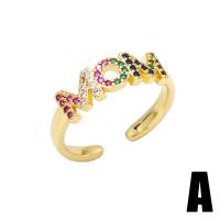 Cubic Zirconia Micro Pave Brass Ring gold color plated & micro pave cubic zirconia & for woman golden nickel lead & cadmium free 13mm Sold By PC