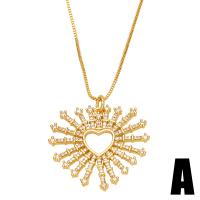 Cubic Zircon Micro Pave Brass Necklace, with 1.97 extender chain, Heart, gold color plated, different styles for choice & micro pave cubic zirconia & for woman, nickel, lead & cadmium free, 31x34mm, Length:16.9 Inch, Sold By PC
