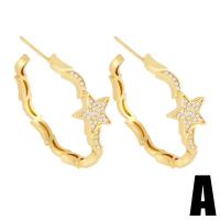 Brass Stud Earring, gold color plated, different styles for choice & micro pave cubic zirconia & for woman, golden, nickel, lead & cadmium free, Sold By Pair
