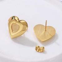 Stainless Steel Stud Earrings 304 Stainless Steel Heart fashion jewelry & Unisex golden Sold By Pair