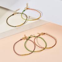 Nylon Cord Bracelets Round gold color plated Adjustable & fashion jewelry & for woman Length 20-22 cm Sold By PC