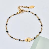 Stainless Steel Jewelry Bracelet 304 Stainless Steel Hand gold color plated Adjustable & fashion jewelry & for woman & enamel Length 20-22 cm Sold By PC