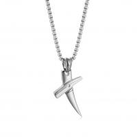 Edelstahl Schmuck Halskette, 304 Edelstahl, Kreuz, plattiert, Modeschmuck & verschiedene Stile für Wahl, keine, 18x28mm, Länge:60 cm, verkauft von PC