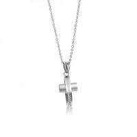 Stainless Steel Jewelry Necklace 304 Stainless Steel Cross plated fashion jewelry & micro pave cubic zirconia Length 60 cm Sold By PC