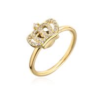 Cúbicos Circonia Micro Pave anillo de latón, metal, chapado en color dorado, Ajustable & micro arcilla de zirconia cúbica & para mujer, 18mm, Vendido por UD