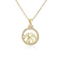 Cubic Zircon Micro Pave Brass Necklace, gold color plated, micro pave cubic zirconia & for woman, 18x27mm, Length:Approx 17.7 Inch, Sold By PC