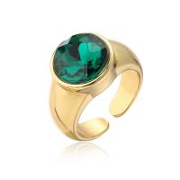 Cubic Zircon Brass δάχτυλο του δακτυλίου, Ορείχαλκος, χρώμα επίχρυσο, Ρυθμιζόμενο & μικρο ανοίξει κυβικά ζιρκονία & για τη γυναίκα, περισσότερα χρώματα για την επιλογή, 18mm, Sold Με PC