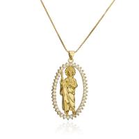 Cubic Zircon Micro Pave Brass Necklace, gold color plated, micro pave cubic zirconia & for woman, 24x44mm, Length:Approx 17.7 Inch, Sold By PC