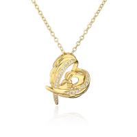 Cubic Zircon Micro Pave Brass Necklace, gold color plated, micro pave cubic zirconia & for woman, 18x21mm, Length:Approx 17.7 Inch, Sold By PC